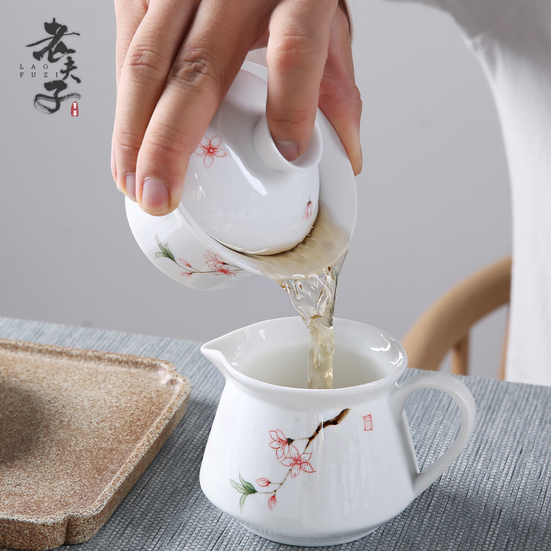 Only three tureen han them hand - made ceramic household teapot size thin body kung fu tea cups to use
