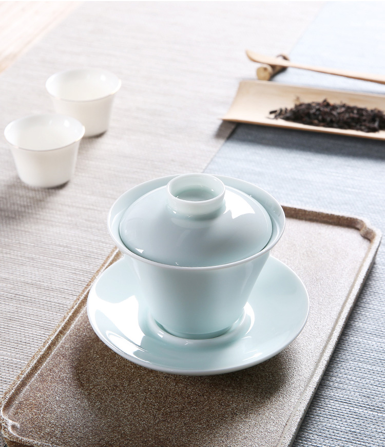 Tureen ceramic thin foetus hand - made three cups to large kung fu tea bowl to manually make tea cups, hand grasp pot