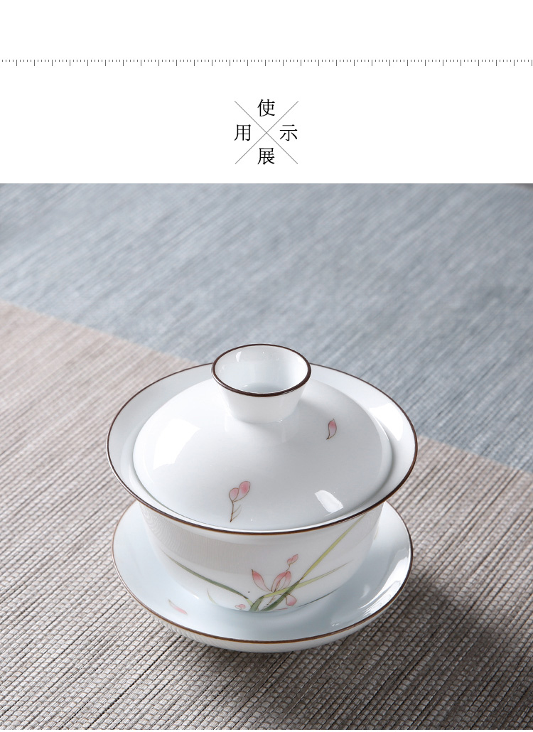 Only three tureen han them hand - made ceramic household teapot size thin body kung fu tea cups to use