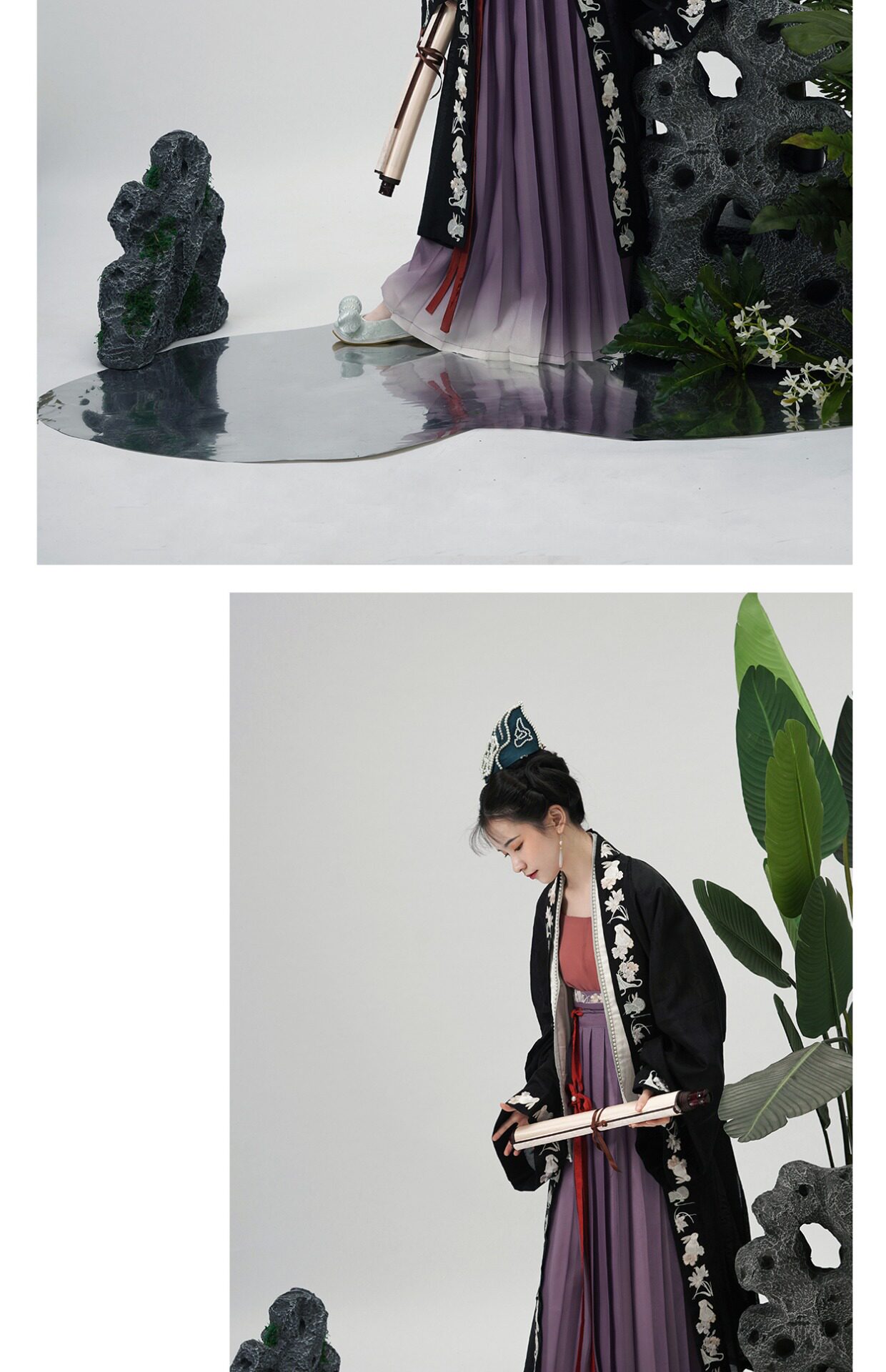 Китайцы одежда наборы 【上遥居】晚云间  宋制 原创汉服 女 春夏款 白色百迭长裙 内搭