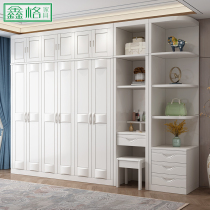 Modern simple Chinese master bedroom full solid wood wardrobe white plus top corner combination 3456 door-to-door wardrobe