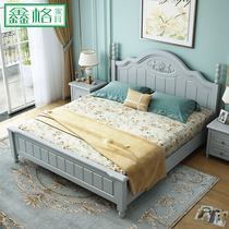 American solid wood bed 18 m double bed modern simple 15 m bed master bedroom wedding bed Korean white American furniture