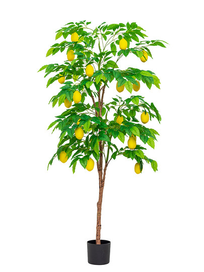 Simulated Green Plant Lemon Tree Potted Fruit Artificial Green Plant Decoration for Living Room Large Indoor Floor-Standing Plant Ornament