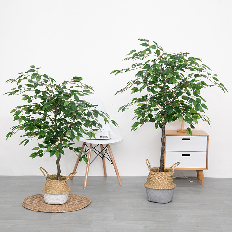 Simulation banyan plant potted large fake tree indoor landscape ground floor green plant shop window office decoration-Taobao