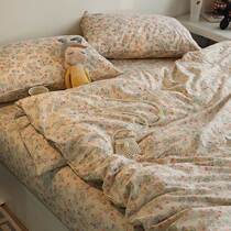 TAO9 Korean style small floral quilt cover four-piece set 100 pure cotton small fresh princess style three-piece bed sheet set