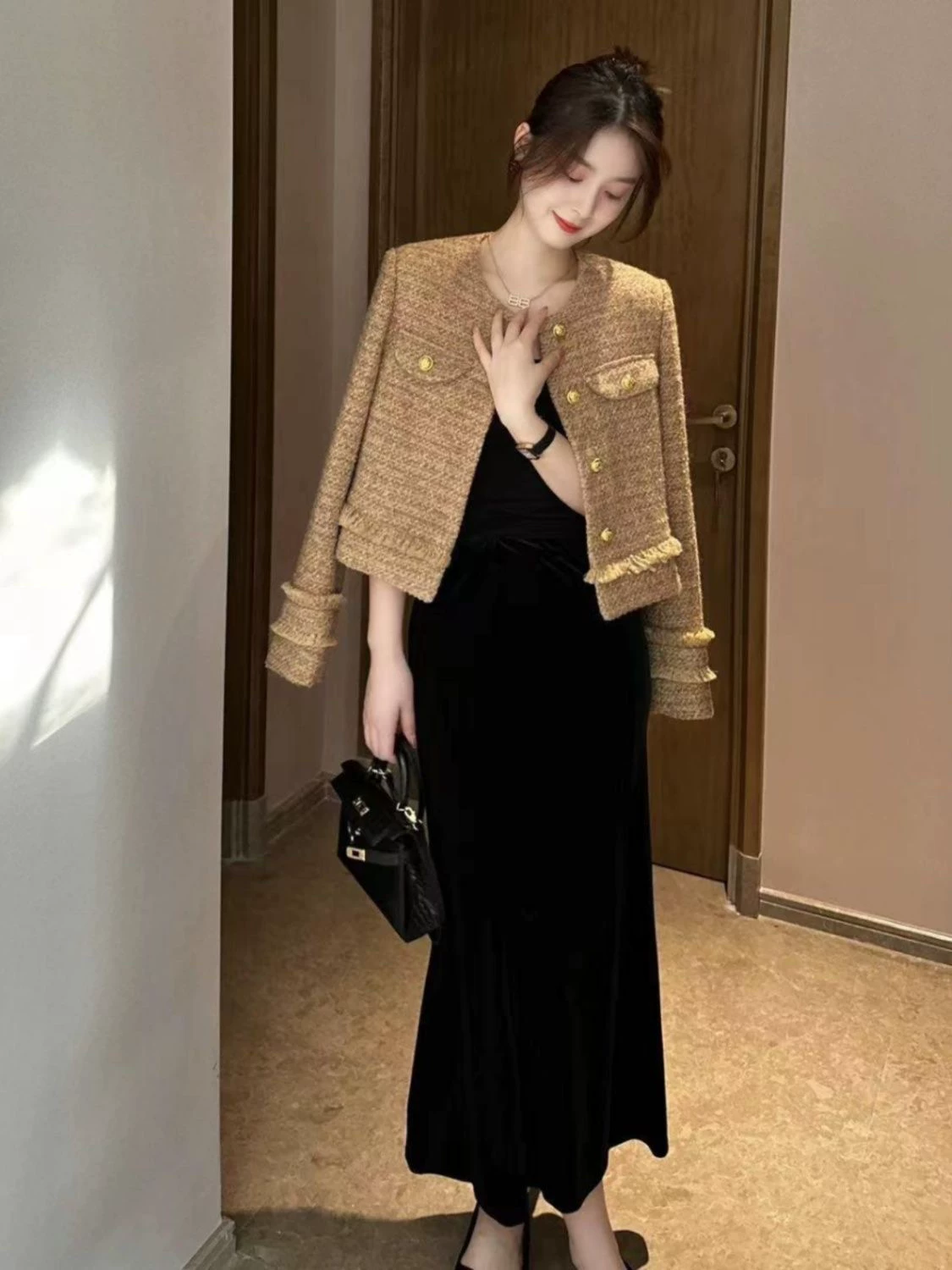 Осенний демисезонный короткий жакет, стиль высокого качества, стиль Chanel, городской стиль, для подростков