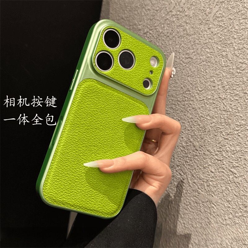 Suitable for Apple 17 Pro Max Phone Case, New 2026 Lychee Pattern iPhone 16 Pro Max Full Coverage Matcha Green 15 High-End Feel 14 Autumn and Winter Retro 13 Super Popular Couple Protective Case 17 Pro