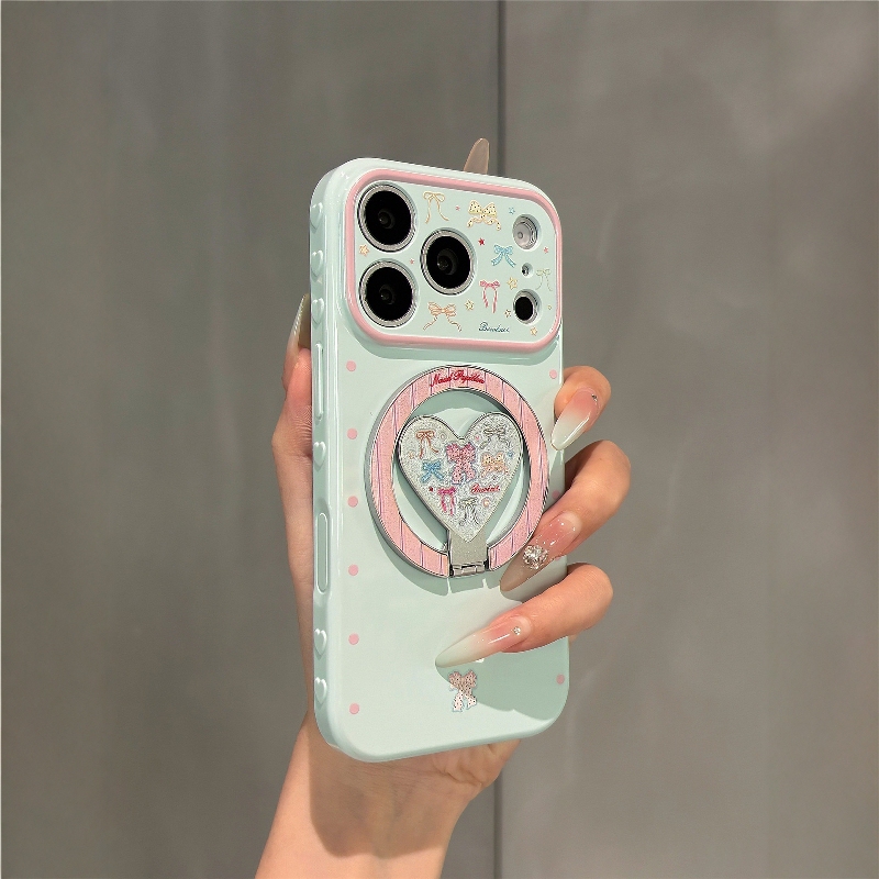 Suitable for Apple 17 Pro Max Phone Case, New 2026 Colorful Bow Design, iPhone 16 Pro Max Full Coverage, Ins-Style, 15 Pro Magnetic Stand, 14 High-End Feel, 13 Super Stylish Unique Shell
