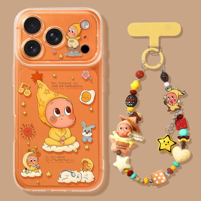 Suitable for Apple 17 Pro Max Phone Case, New 2026 Big Head Doll Design, iPhone 17 Pro Max Full Coverage, 16 Pro Transparent, 15 with Lanyard, 14 High-End Feel, 13 Super Popular, 17 Air Orange