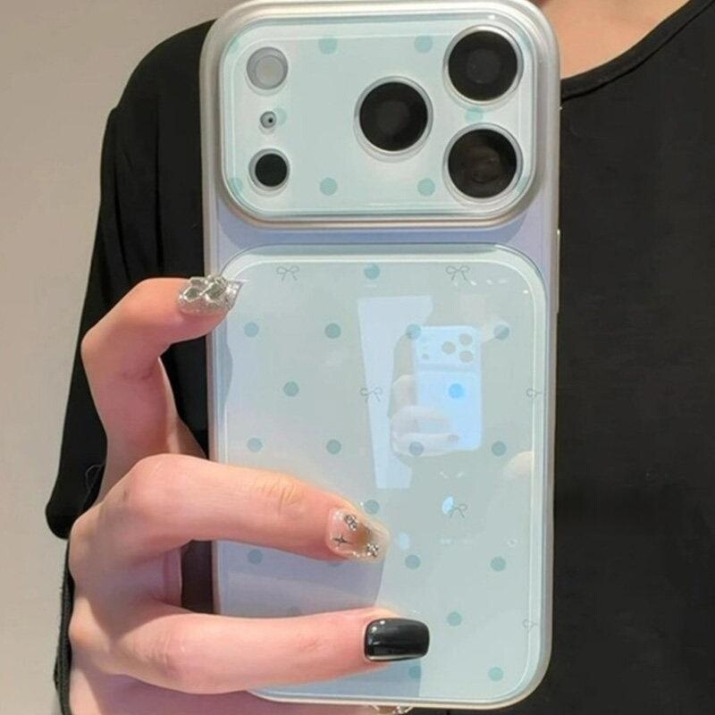 Suitable for Apple 17 Pro Max Phone Case, New 2026 Mint Light Green Polka Dot Design, Full Coverage Lens Protection for iPhone 16 Pro Max, High-End Feel with Large Window for 15 Pro, Super Stylish for 14/13, Air Shell