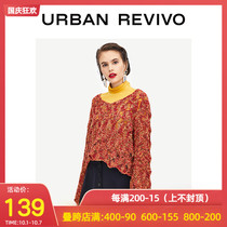 UR2021 Autumn Winter New womens red hollow round neck knitted sweater womens T-shirt WH04R9BN2001