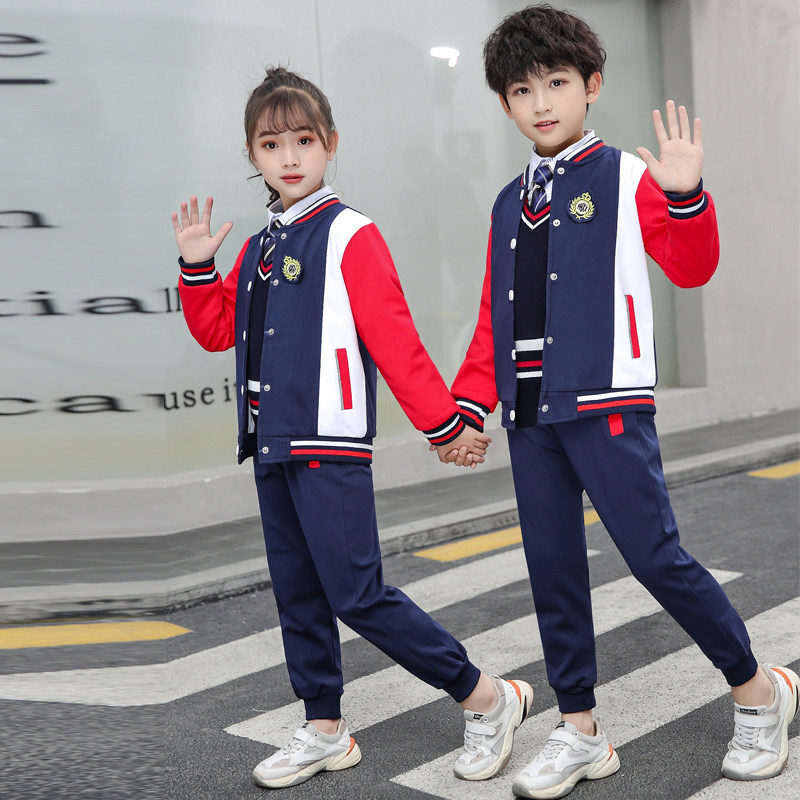 Primary school uniforms spring and autumn suits autumn children's class uniforms first grade British kindergarten uniforms sports three-piece suit