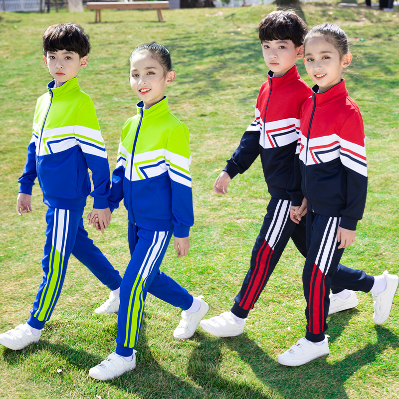 Elementary school uniform spring and autumn set first grade red class uniform children's spring dress kindergarten garden uniform sports three-piece set