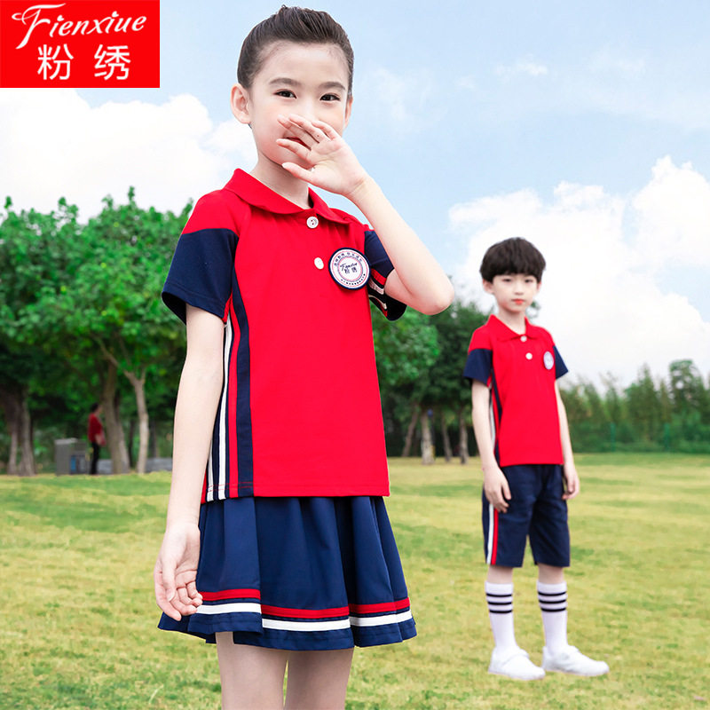 Fifth-grader Photographed Clothing Elementary School Students Sportswear School Uniform Kindergarten Garden Suit Class Clothing Short Sleeve Suit