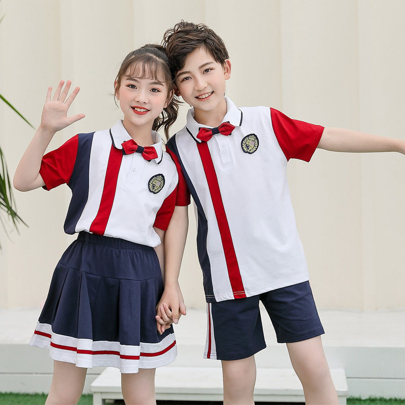 Summer kindergarten Garden clothes Primary school students Graduation photos Short sleeves One 23 fifth-grade big children's school uniforms class uniforms