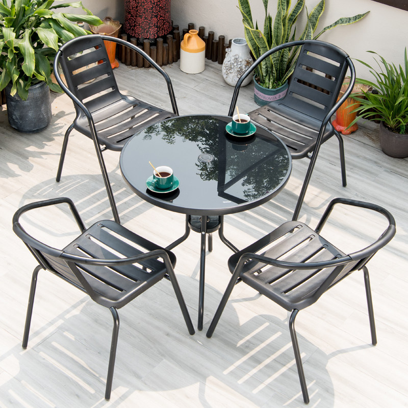 Outdoor Table And Chairs Patio Garden Iron Art Casual Milk Tea Shop Balcony Small Tea Table Tennis Red Nordic Outdoor Table Combinations