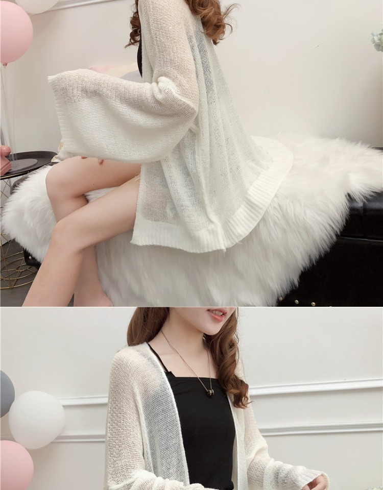 Áo len mỏng điều hòa không khí áo len openwork mùa hè nữ phiên bản Hàn Quốc của học sinh lỏng lẻo gió lười đoạn ngắn áo chống nắng áo cardigan