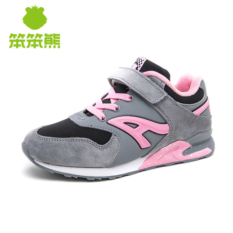 笨笨熊童鞋2019男童鞋秋冬运动鞋跑步鞋加绒保暖小学生旅游鞋女童