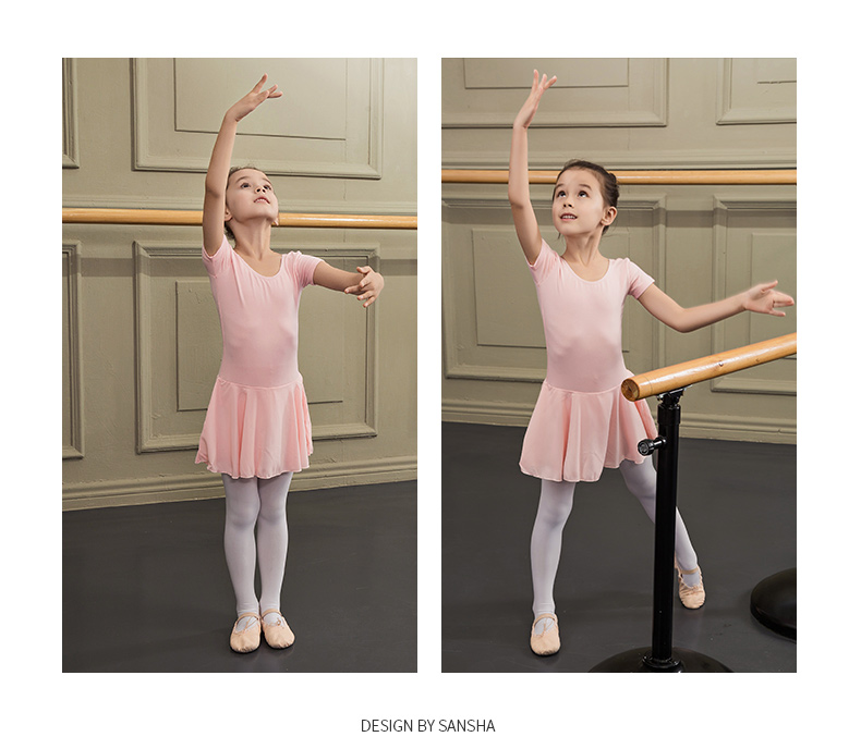 Sansha France Sansha ballet Children Váy Jumpsuit Tay áo ngắn Tập thể dục Trang phục Khiêu vũ - Khiêu vũ / Thể dục nhịp điệu / Thể dục dụng cụ giày khiêu vũ nữ