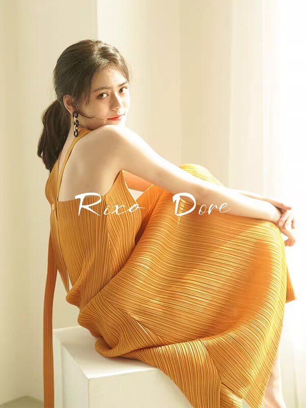 Rixo Dore French-Style Orange Tank Dress with a High-End Feel, Elegant Socialite Style, Slim-Fit Slip Dress for Women