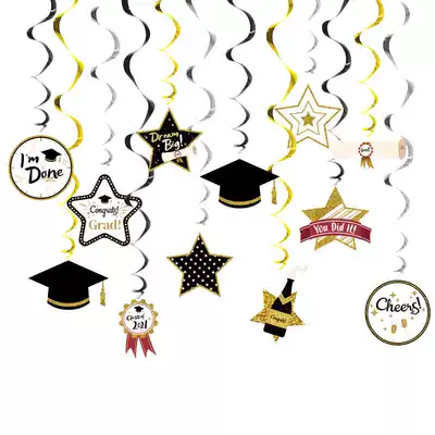 Kindergarten class graduation party stage decoration We graduated with banners and flags Graduation ceremony class decoration