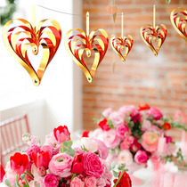 Shopping mall Christmas decoration gold shop anniversary decoration jewelry shop window ceiling ceiling love three-dimensional hanging