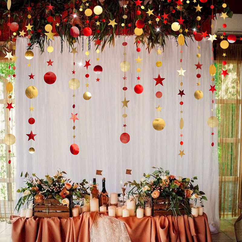 Kindergarten ring material star round pull stairs decorated dining room Mid-Autumn National Day window creative hanging