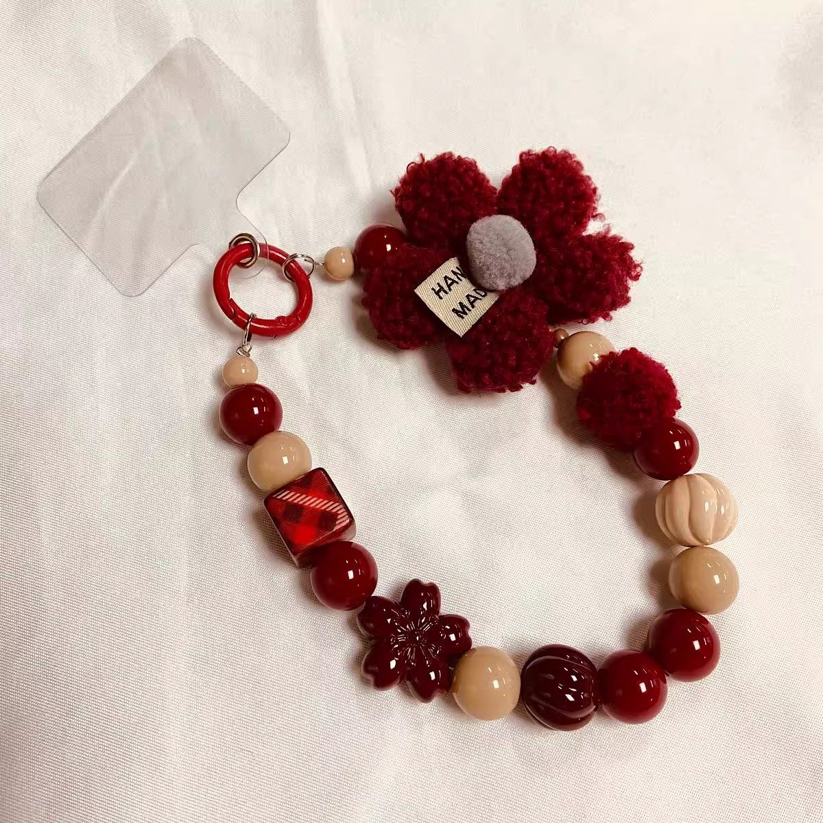 Plush Flower Bead Mobile Phone Chain Lanyard, Fashionable and High-End Wrist Accessory, Phone Case Keychain Bag Pendant