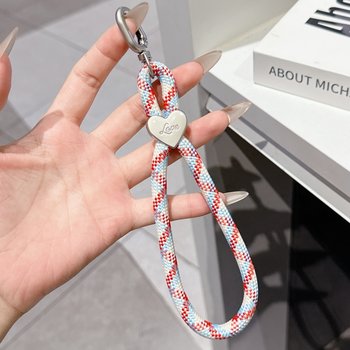 8mm Heart-Shaped Phone Lanyard Wrist Strap Short Hanging Rope High-End Chain Hand Strap Phone Chain Keychain Versatile