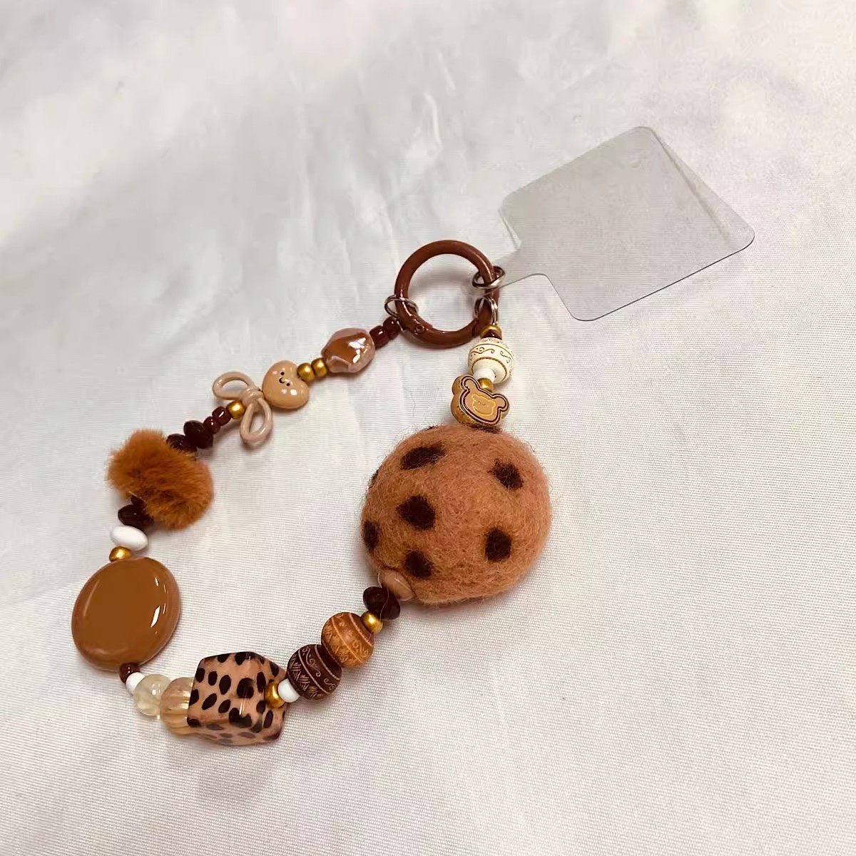 LAOSHU American Retro Coffee-Colored M&M Felt Bread Phone Chain Lanyard Bag Pendant Keychain Ccd Accessory