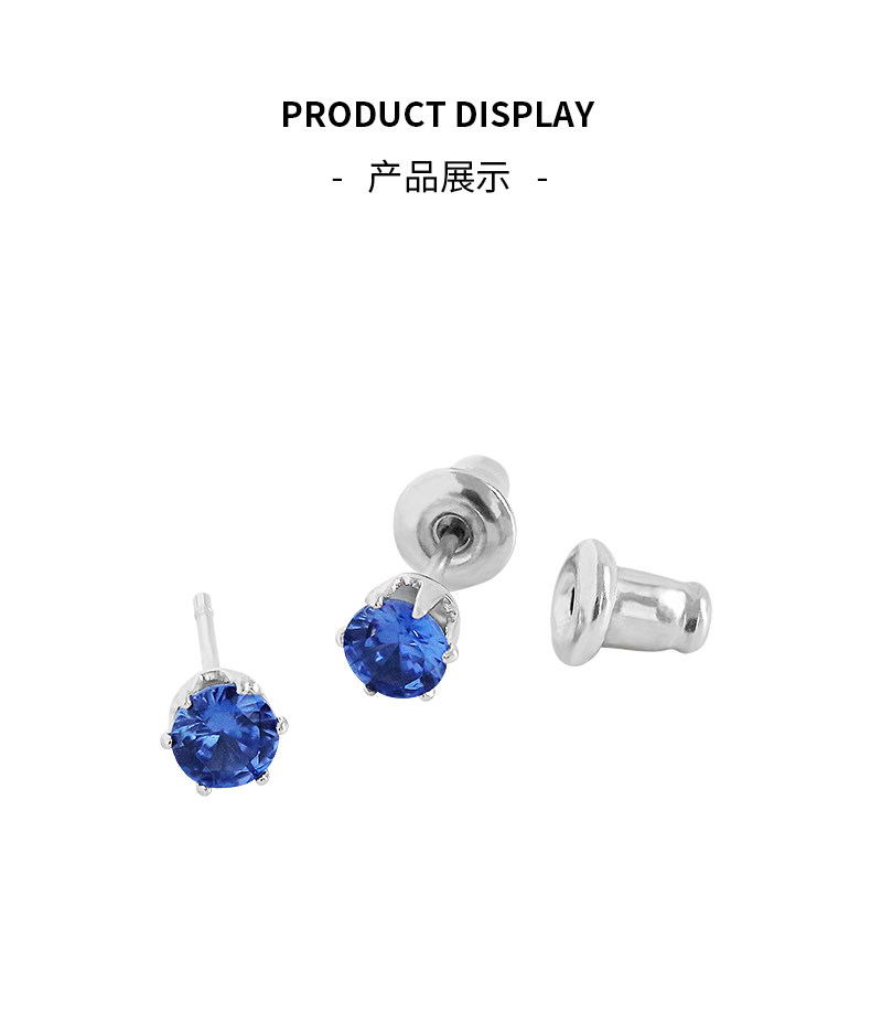 耳钉男女彩色锆石免摘耳骨钉超闪12色钻4mm小巧养耳洞耳饰详情10