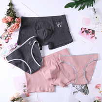 Couple underwear cotton mens flat corner Womens triangle low waist simple sexy hip embroidery solid color sports underwear