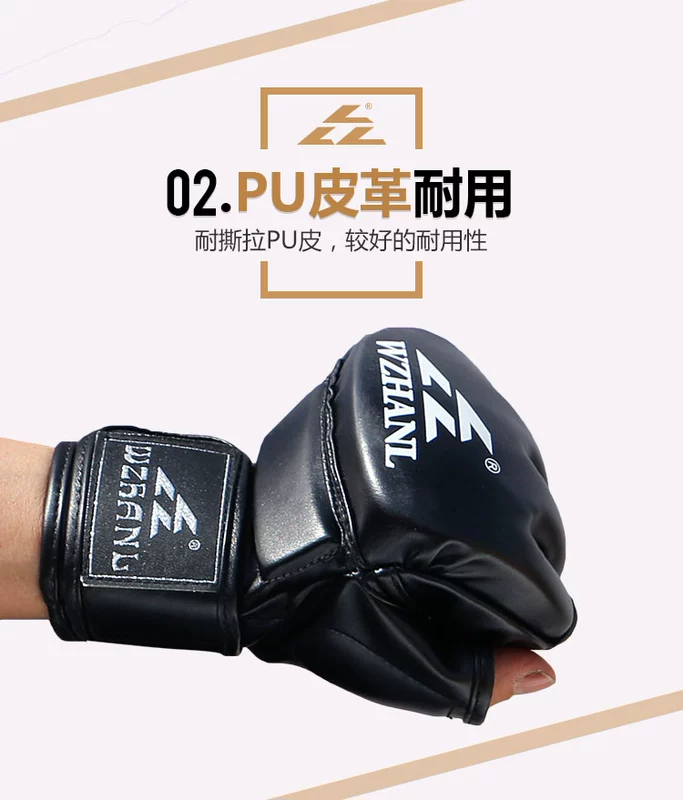 Găng tay đấm bốc nửa ngón tay Sandbag Sanda tập luyện chiến đấu găng tay mma chiến đấu võ thuật Muay Thái võ thuật Taekwondo