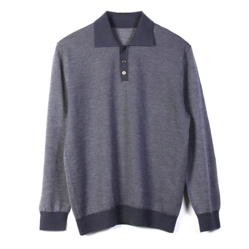 Kinh doanh cha mặc áo thun dài tay trung niên cổ áo sơ mi chính hãng cổ áo mùa thu và mùa đông len len cashmere áo len nam - Áo len Cashmere