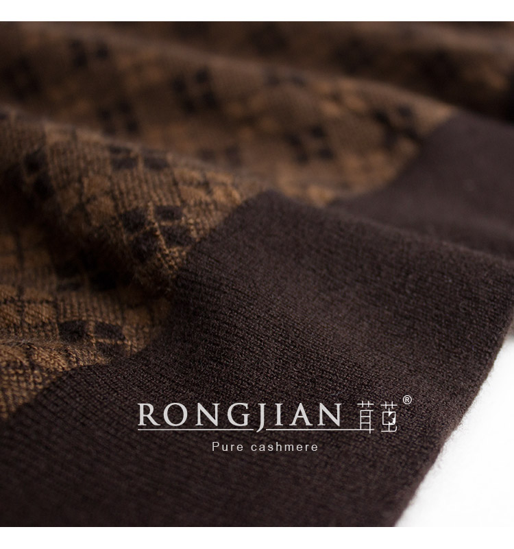 Áo len cashmere của Worsted nam cổ tròn trung niên nam đích thực dày nhỏ lưới nhỏ mùa thu và mùa đông áo len jacquard - Áo len Cashmere áo hoodie cặp
