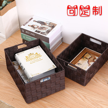 Customizable woven storage basket with lid wardrobe clothing storage box desktop toy snack storage box student book box