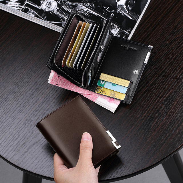 Emperor Paul Driver's License Multi-Slot Card Holder Wallet Men's Short Zipper Genuine Leather Bank Card Youth Wallet