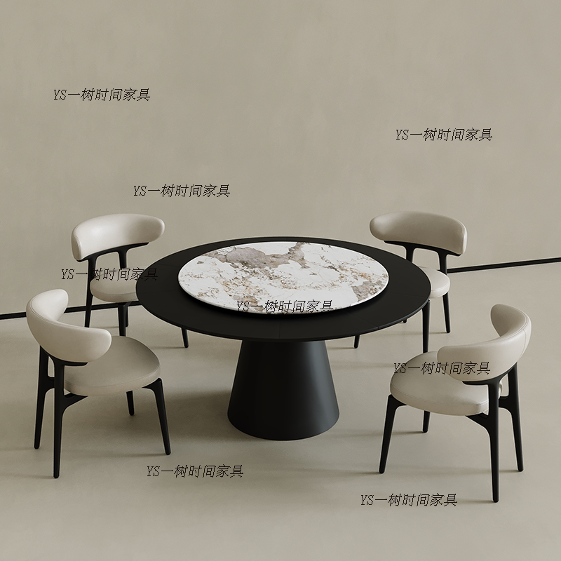 Italian-Style Minimalist Retractable and Rotating Dining Table, Small Fletcher Convertible Table for Home Use, Suitable for Small Apartments, Round Table That Can Be Transformed into a Large Dining Table