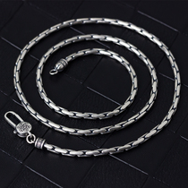 Be a man mens silver necklace 925 silver six-character truth Thai silver mens necklace long thick