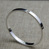 Support lettering flat light bracelet 999 foot Silver womens silver bracelet sterling silver simple open glossy mens and womens style