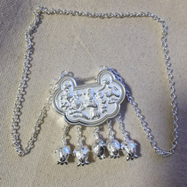 Republic of China childrens family silver lock pendant 999 sterling silver long life lock large long life rich champion champion