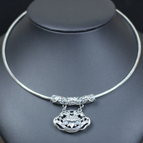 Silver Collar 999 Foot Silver Adult Womens Vintage Lotus Silver Pendant