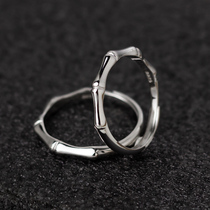 Bamboo couples silver ring Womens personality fashion 925 silver live mouth ring mens wedding anniversary