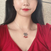 Fashion Silver Necklace Women 925 Silver Clavicle Chain Long Life Lock Small Fish Lotus Silver Lock