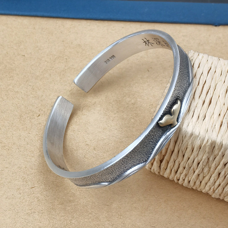 Tanabata Valentine's Day gift 999 foot Silver Men and Women Couple Bracelet A Deer have you Eachother Whale Fawn