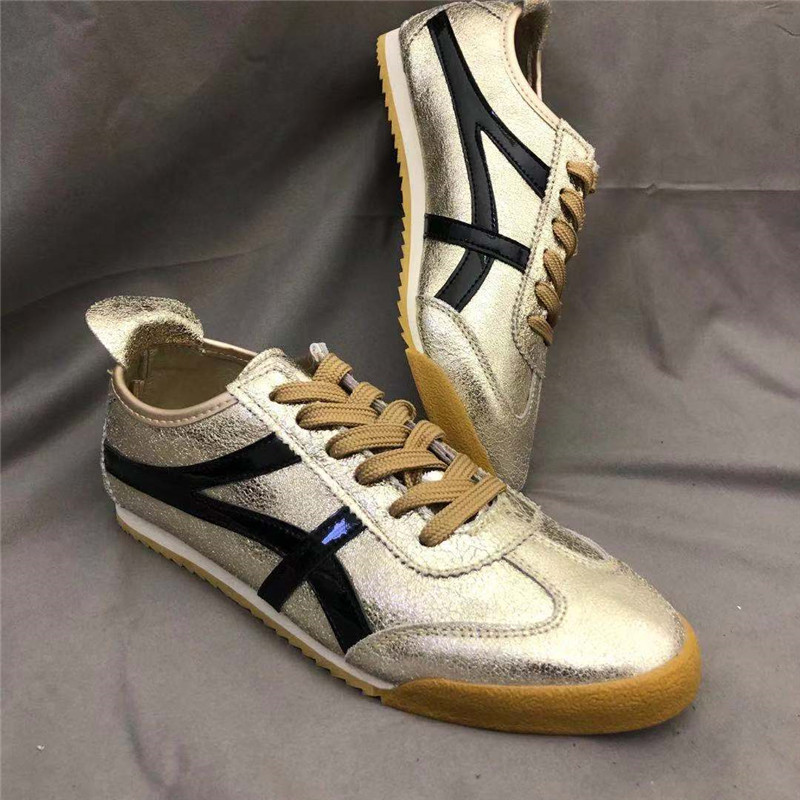 Korean version trendy men's shoes nightclub golden silver low top flat burst crack sports casual shoes Forrest Gump men's single board shoes