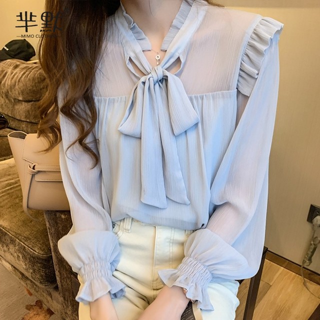 2023 early autumn new anti-wrinkle shirt design sense niche versatile temperament chiffon top high-end long-sleeved women's clothing