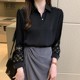 High-end chiffon professional shirt women's long-sleeved spring 2023 new fashion embroidery shirt foreign style all-match top