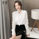 2022 spring chiffon shirt women's long-sleeved belly-covering foreign style small shirt temperament feminine fashion high-end lace top