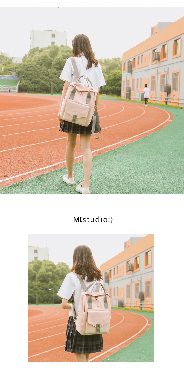 Harajuku đơn giản ba lô vải nhỏ cô gái tươi Nhật Bản phiên bản Hàn Quốc của thủy triều đại học túi gió kích thước sinh viên ba lô - Ba lô ba lo nam